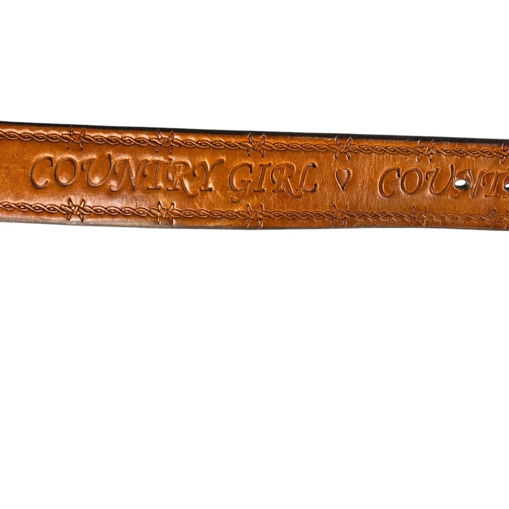 Jeremiah Watt Horse Shoe Buckle Belt Womens‎ Large Leather Tooled Country Girl - Picture 5 of 9